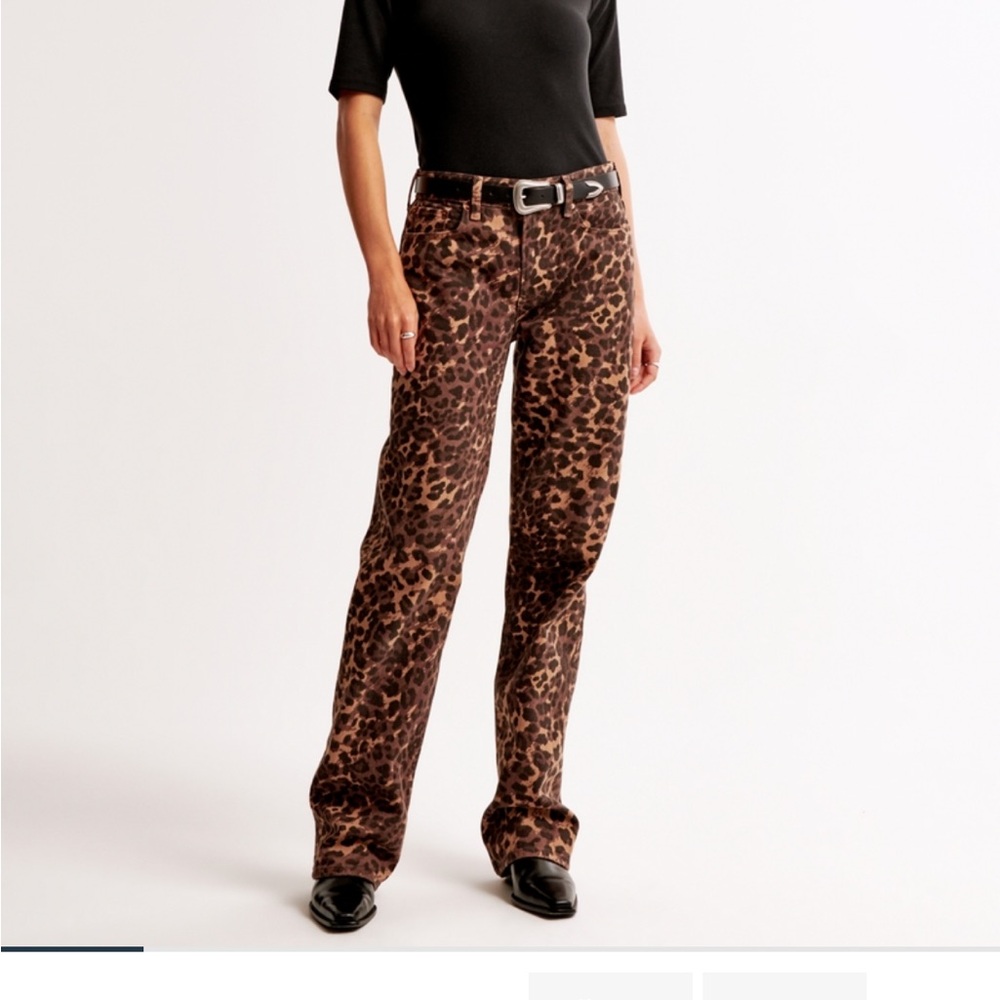 Abercrombie & Fitch Leopard Low Rise Baggy Jeans